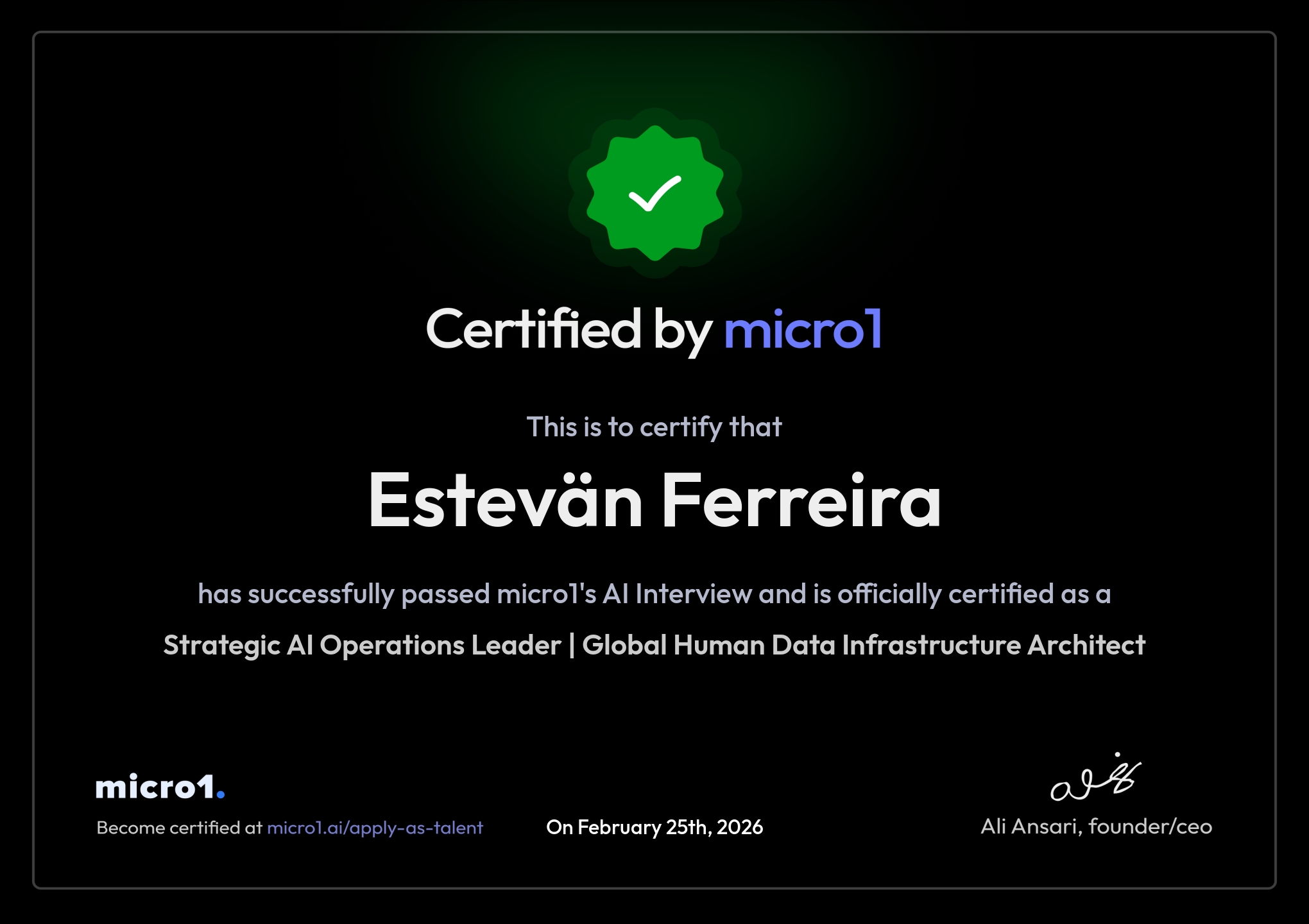 micro1 certification — Estevän Ferreira